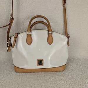 Dooney & Bourke White and Tan Satchel‎ with Structured Handles